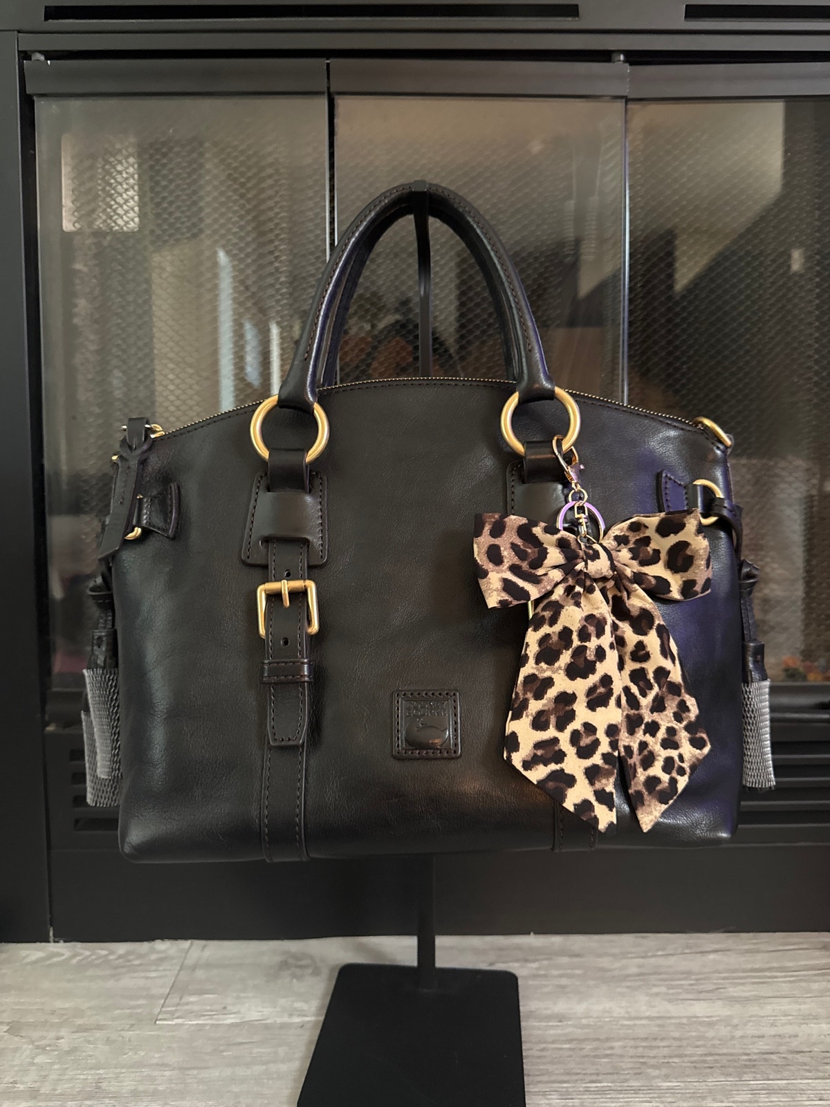 Dooney & Bourke Florentine Black Leather Bristol Satchel With Tassels